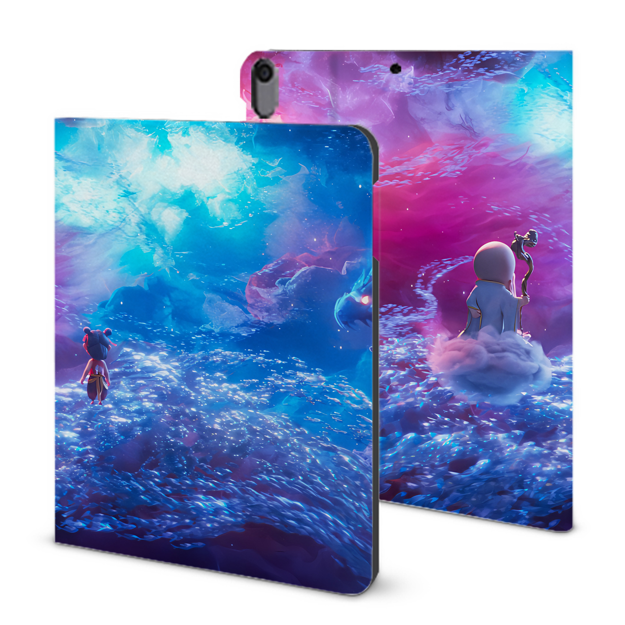（画像用） Ne Zha 2 ナタ 魔童の大暴れ IPad ケース ブック型 PUレザー TPU 耐衝撃 軽量 薄型 ペン収納なし 全面保護 IPad 各モデル対応
